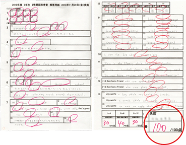 中学3年の期末テスト 英語100点満点 茨木市 英会話 アリーズ Alys 子ども 大人 Toefl Toeic ビジネス